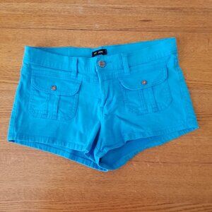 Nell Jeans Stretchy Shorts w/Button & Zipper Closure & Front Snap-close Pockets